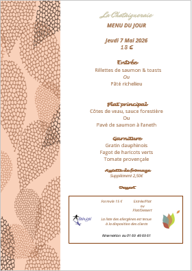 Menu du jour le jeudi 07 mai 2026