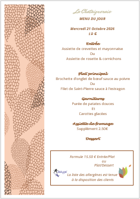 Menu du jour le Mercredi 21 octobre 2026